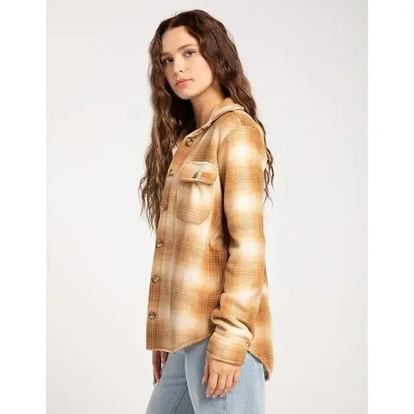 BILLABONG WOMEN'S FORGE LONG-SLEEVE FLEECE CARAMEL SIZE SMALL S B16 - Picture 2 of 4